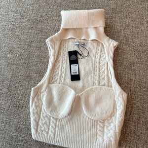 Fashion Nova Cream Turtleneck Sweater Vest